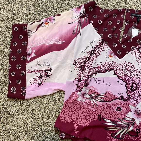 WHBM Island Print Floral Kimono Blouse (L) - Picture 5 of 12